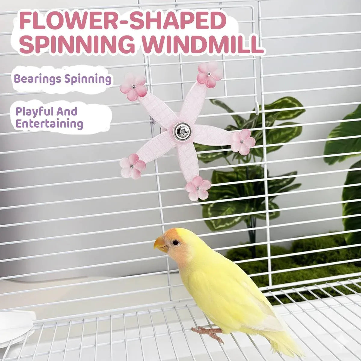 Spinning Windmill Bird Cage Toy 360 Degree Rotation Pecking Boredom Relief Play