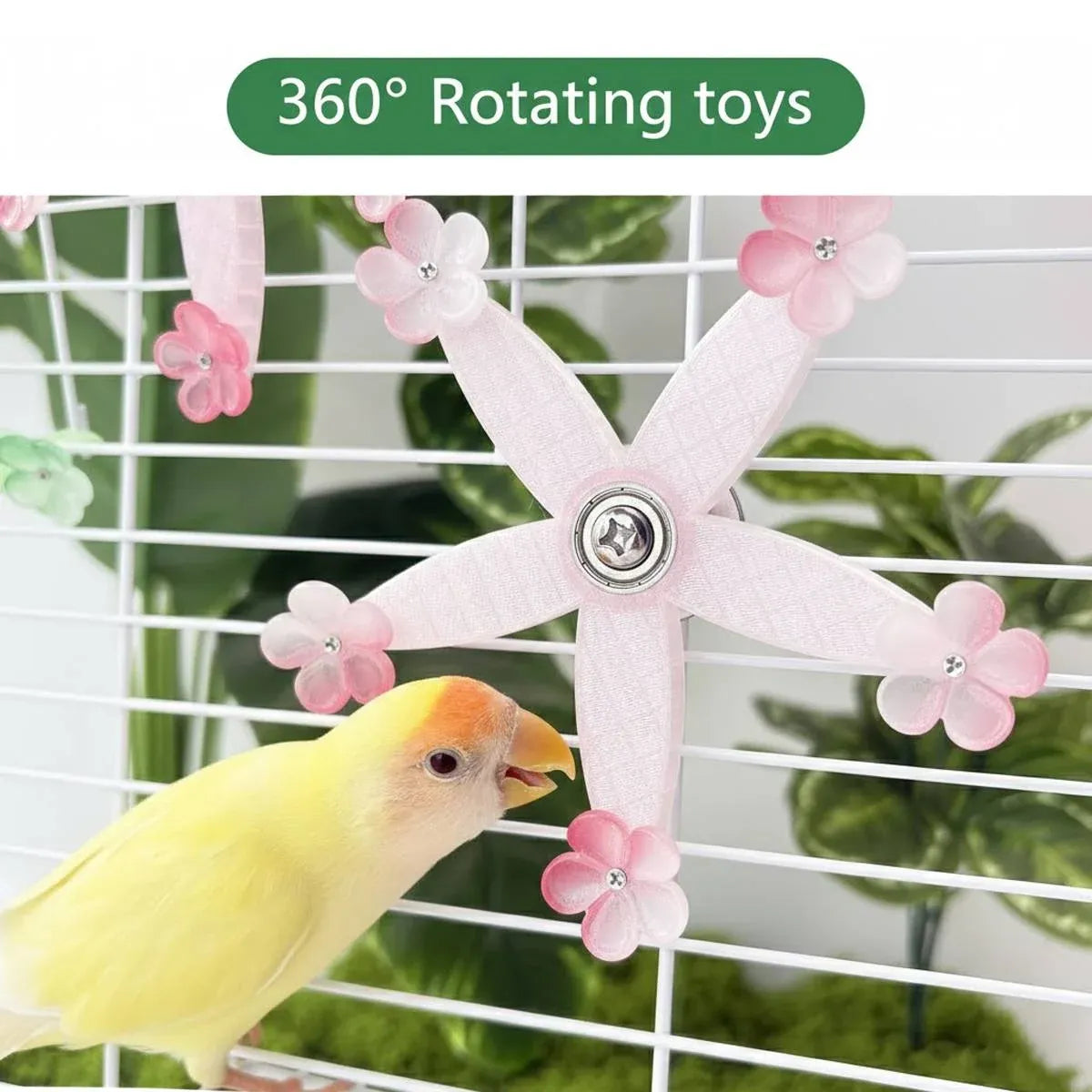 Spinning Windmill Bird Cage Toy 360 Degree Rotation Pecking Boredom Relief Play
