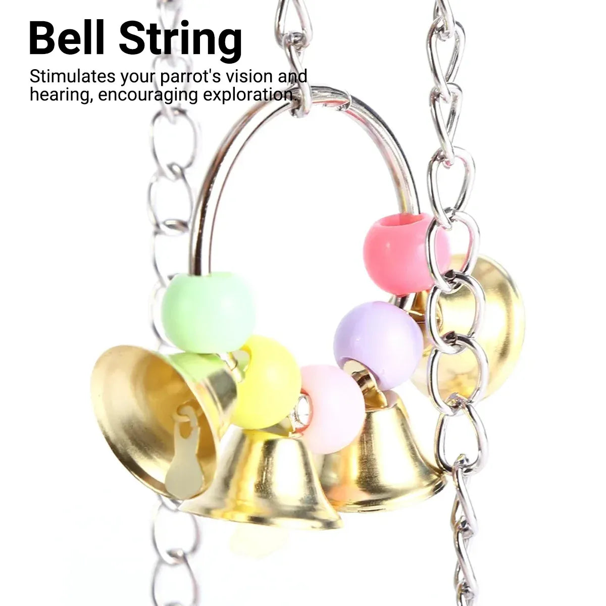 Bird Ladder Swing Toy Double Layer Wooden Ring Bell for Parrots