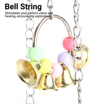 Bird Ladder Swing Toy Double Layer Wooden Ring Bell for Parrots