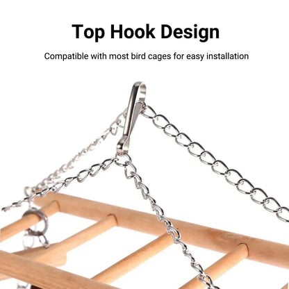 Bird Ladder Swing Toy Double Layer Wooden Ring Bell for Parrots