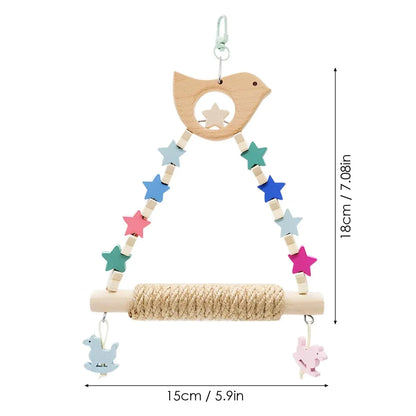 Colorful Parrot Swing Bird Perch Stand Stick Play Toy For Small Medium Parrots