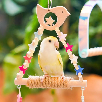 Colorful Parrot Swing Bird Perch Stand Stick Play Toy For Small Medium Parrots