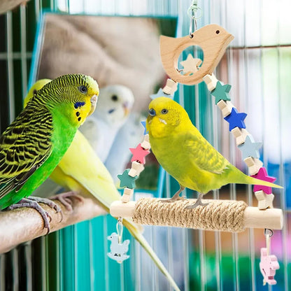 Colorful Parrot Swing Bird Perch Stand Stick Play Toy For Small Medium Parrots
