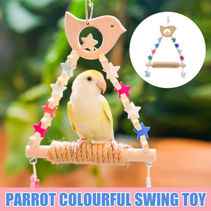 Colorful Parrot Swing Bird Perch Stand Stick Play Toy For Small Medium Parrots