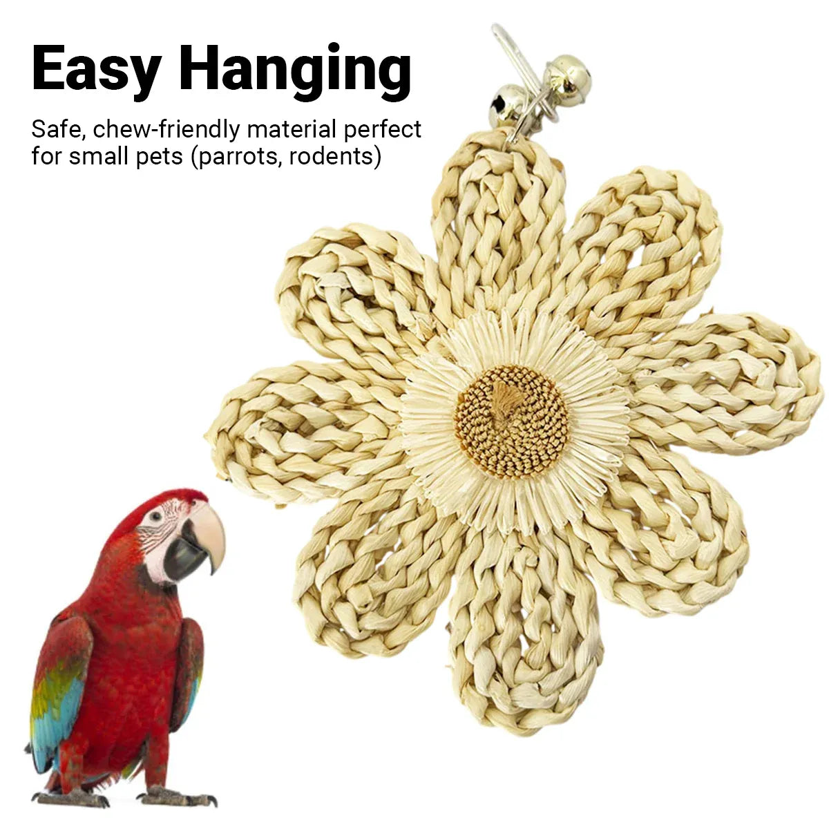 Parrot Corn Husk Chew Toy Large Woven Flower Cage Hanging