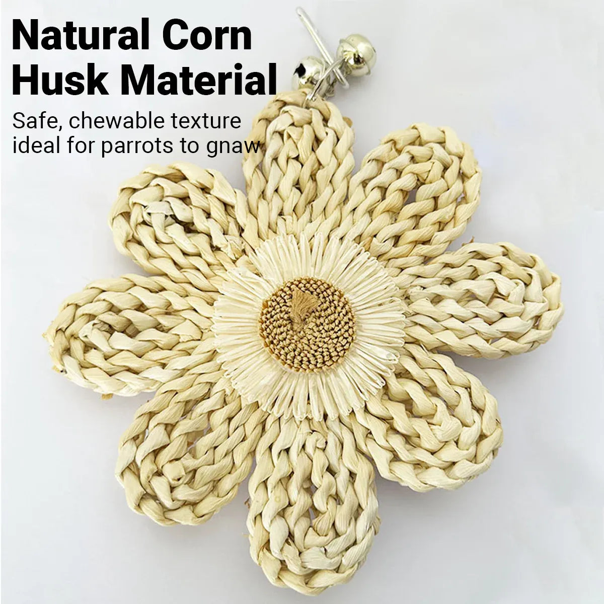 Parrot Corn Husk Chew Toy Large Woven Flower Cage Hanging