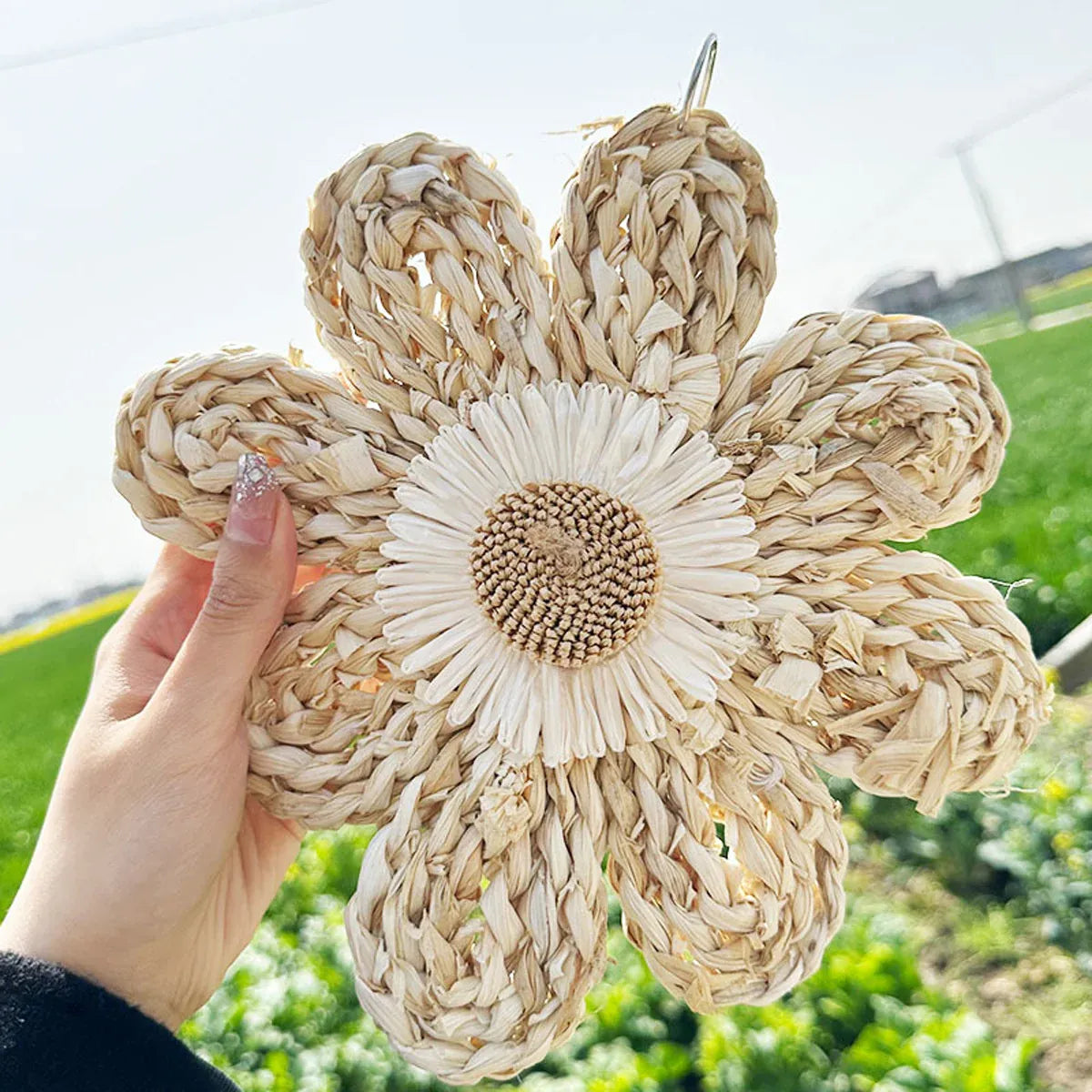 Parrot Corn Husk Chew Toy Large Woven Flower Cage Hanging