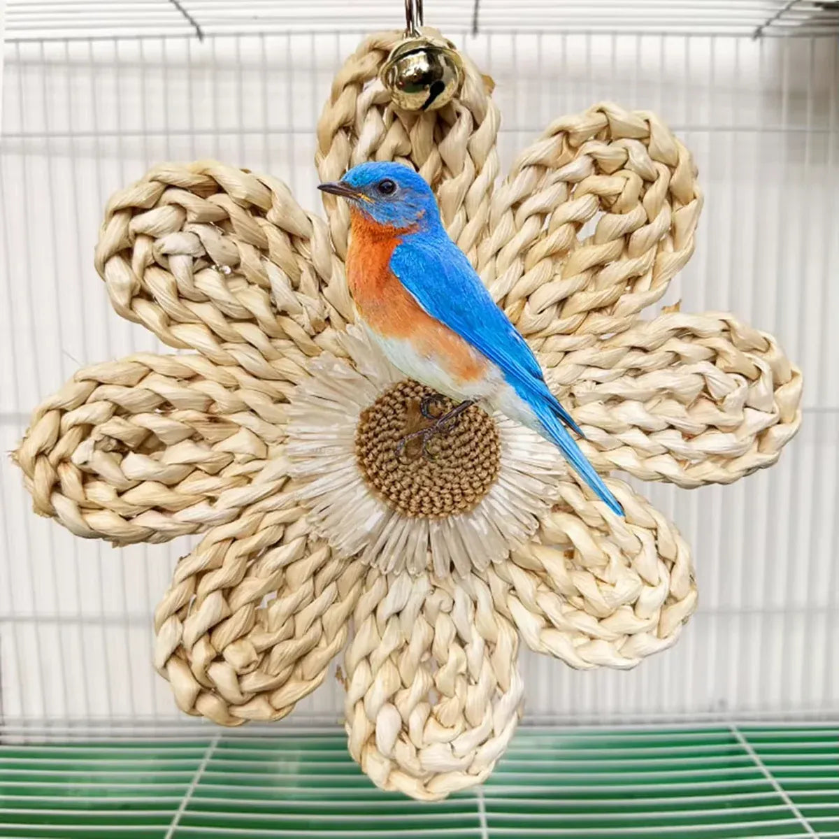 Parrot Corn Husk Chew Toy Large Woven Flower Cage Hanging