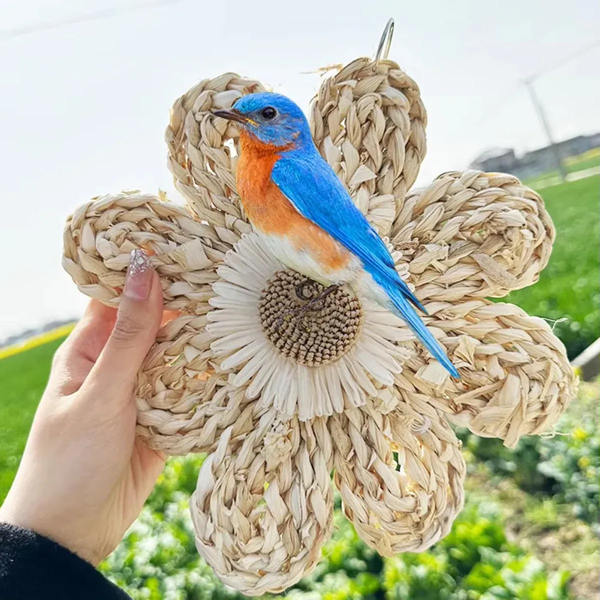 Parrot Corn Husk Chew Toy Large Woven Flower Cage Hanging