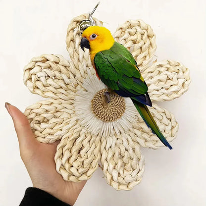 Parrot Corn Husk Chew Toy Large Woven Flower Cage Hanging