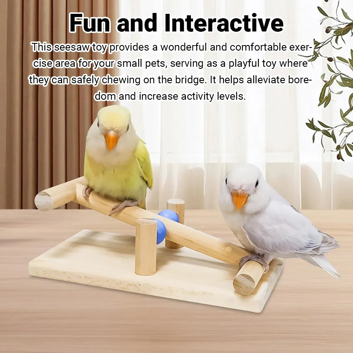 Interactive Bird Seesaw for Small Medium Birds Cage Toy Training Play Equipment