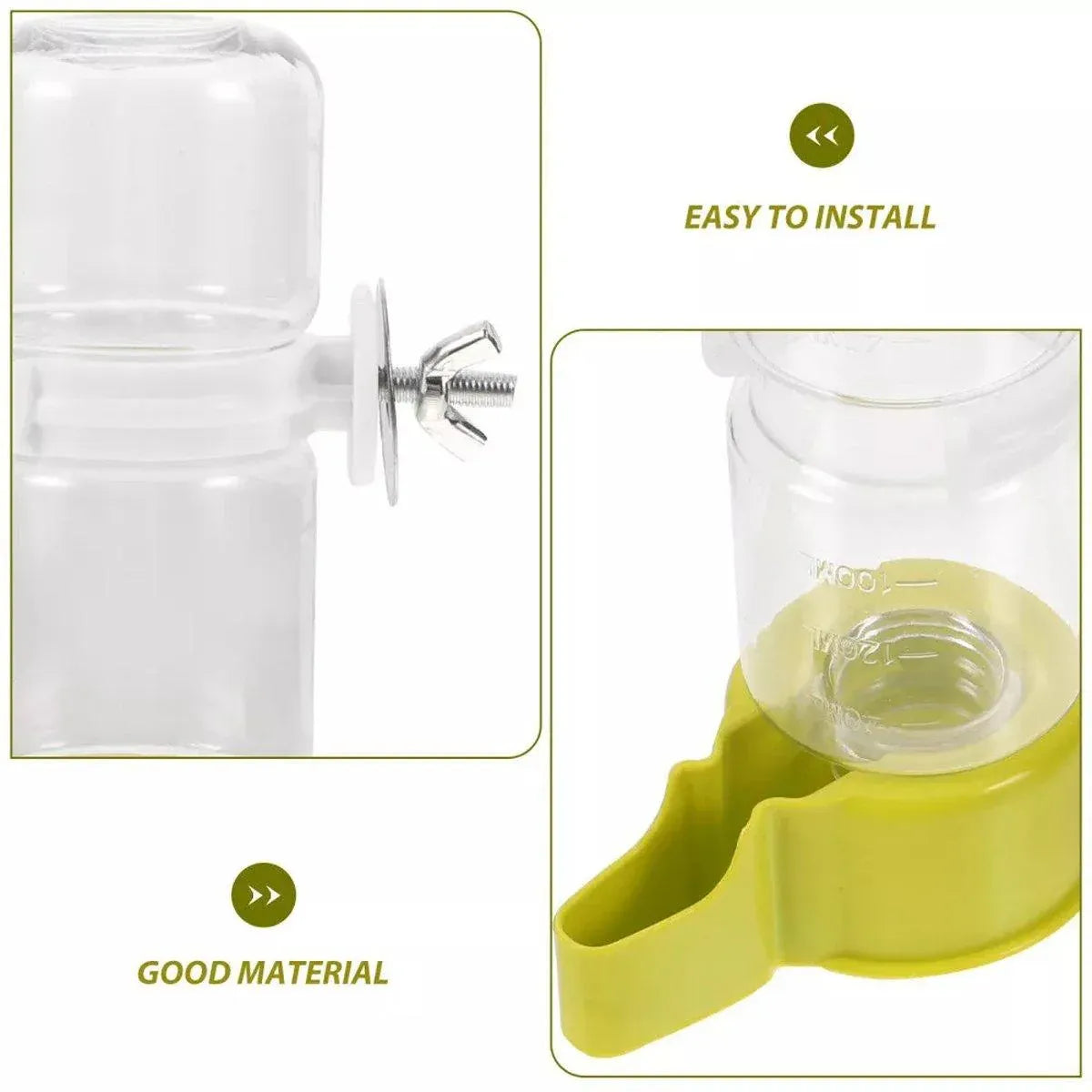 Pet Bird Waterer Automatic Water Feeder Adapter Parrots Cage Drinker Parrots - White
