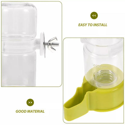 Pet Bird Waterer Automatic Water Feeder Adapter Parrots Cage Drinker Parrots - White