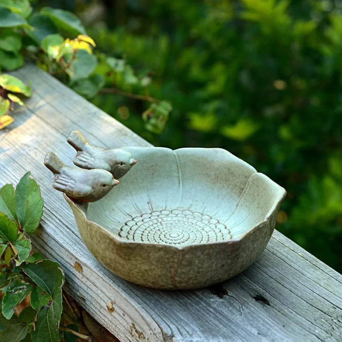 Ceramic Bird Bowl Feeder Dish Set Outdoor Garden Use Water Food Feeding Birds