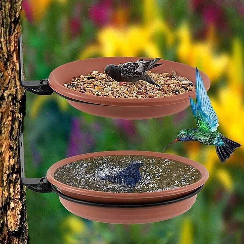 Garden Charm Versatile Hanging Bird Feeder and Bath Tray Plastic Outdoor