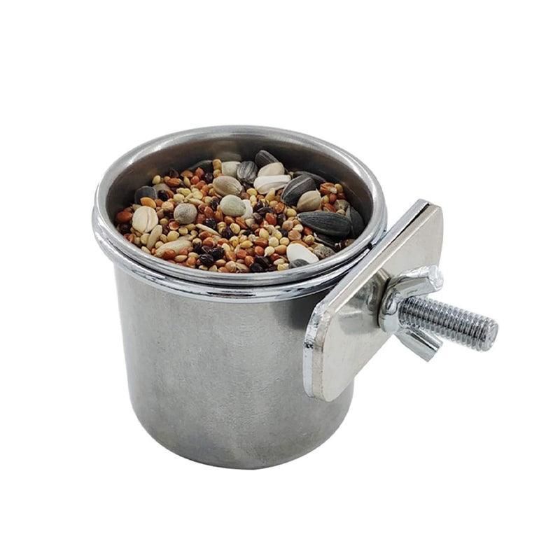 2X 4/5/6Cm Parrot Pet Stainless Steel Food Water Bowl Bird Feeder Crate Cage - 4CM*2PCS