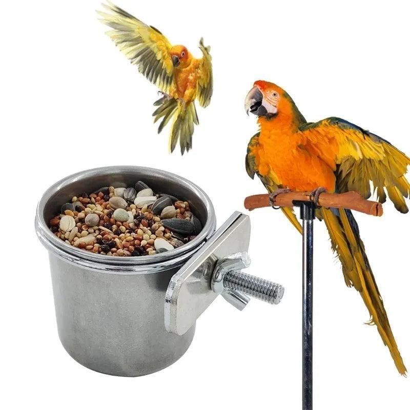 2X 4/5/6Cm Parrot Pet Stainless Steel Food Water Bowl Bird Feeder Crate Cage - 4CM*2PCS