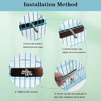 2X 4/5/6Cm Parrot Pet Stainless Steel Food Water Bowl Bird Feeder Crate Cage - 4CM*2PCS