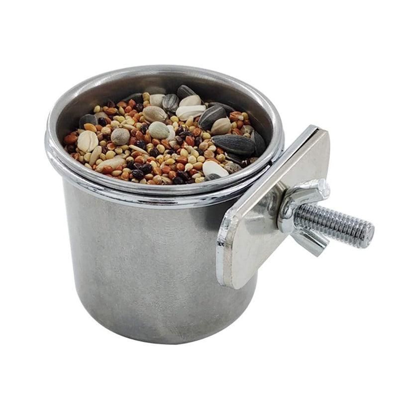 2X 4/5/6Cm Parrot Pet Stainless Steel Food Water Bowl Bird Feeder Crate Cage - 5CM*2PCS
