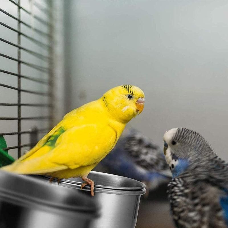 2X 4/5/6Cm Parrot Pet Stainless Steel Food Water Bowl Bird Feeder Crate Cage - 5CM*2PCS