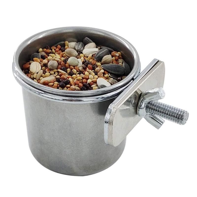 2X 4/5/6Cm Parrot Pet Stainless Steel Food Water Bowl Bird Feeder Crate Cage - 6CM*2PCS