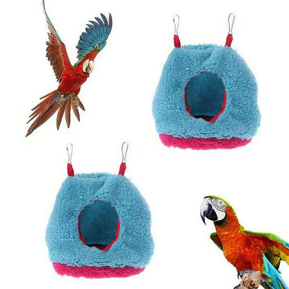 Plush Hanging Bird Nest Bed Cage Hammock for Parrots and Small Birds - S