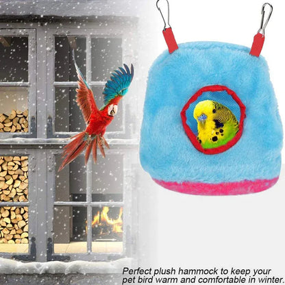 Plush Hanging Bird Nest Bed Cage Hammock for Parrots and Small Birds - S