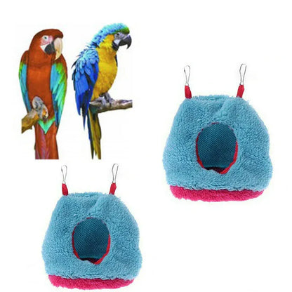 Plush Hanging Bird Nest Bed Cage Hammock for Parrots and Small Birds - S
