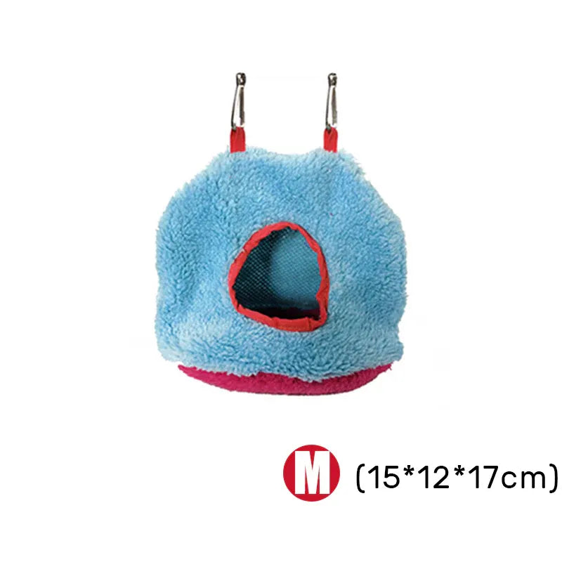 Plush Hanging Bird Nest Bed Cage Hammock for Parrots and Small Birds - S