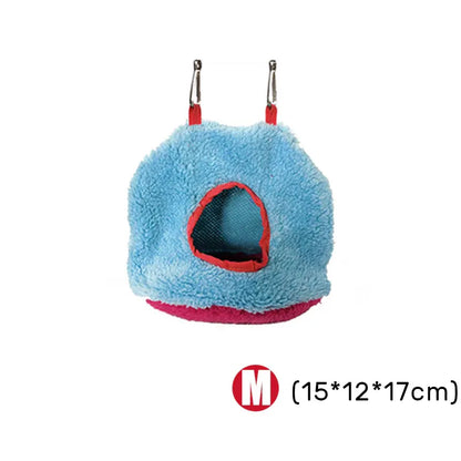 Plush Hanging Bird Nest Bed Cage Hammock for Parrots and Small Birds - S