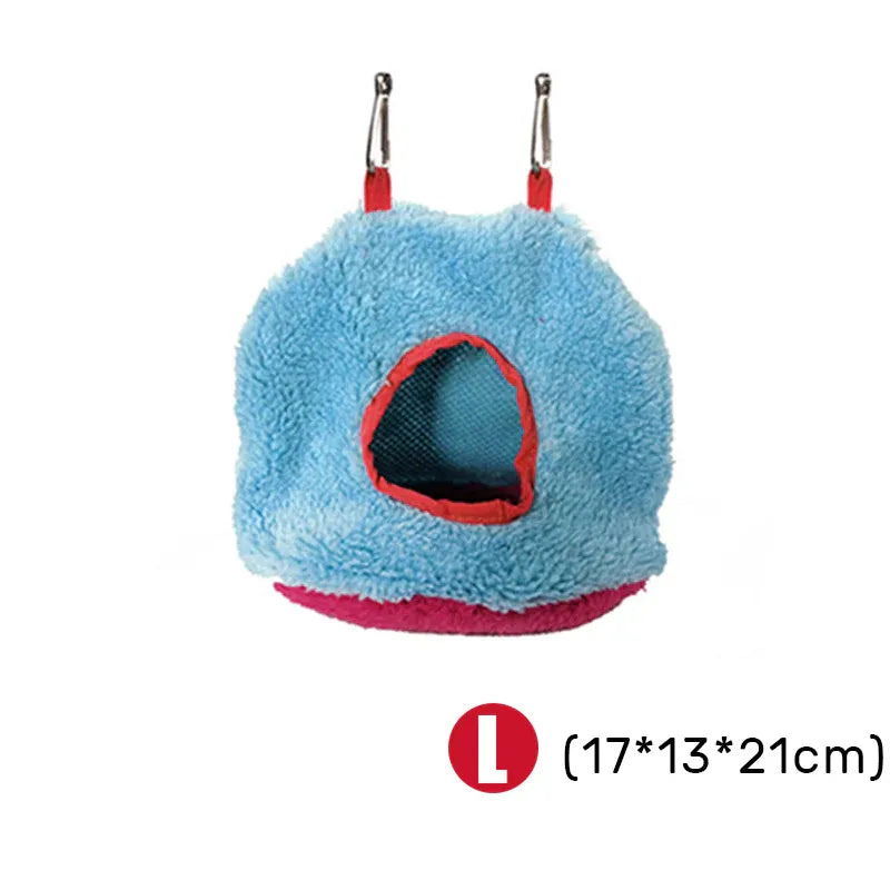 Plush Hanging Bird Nest Bed Cage Hammock for Parrots and Small Birds - S