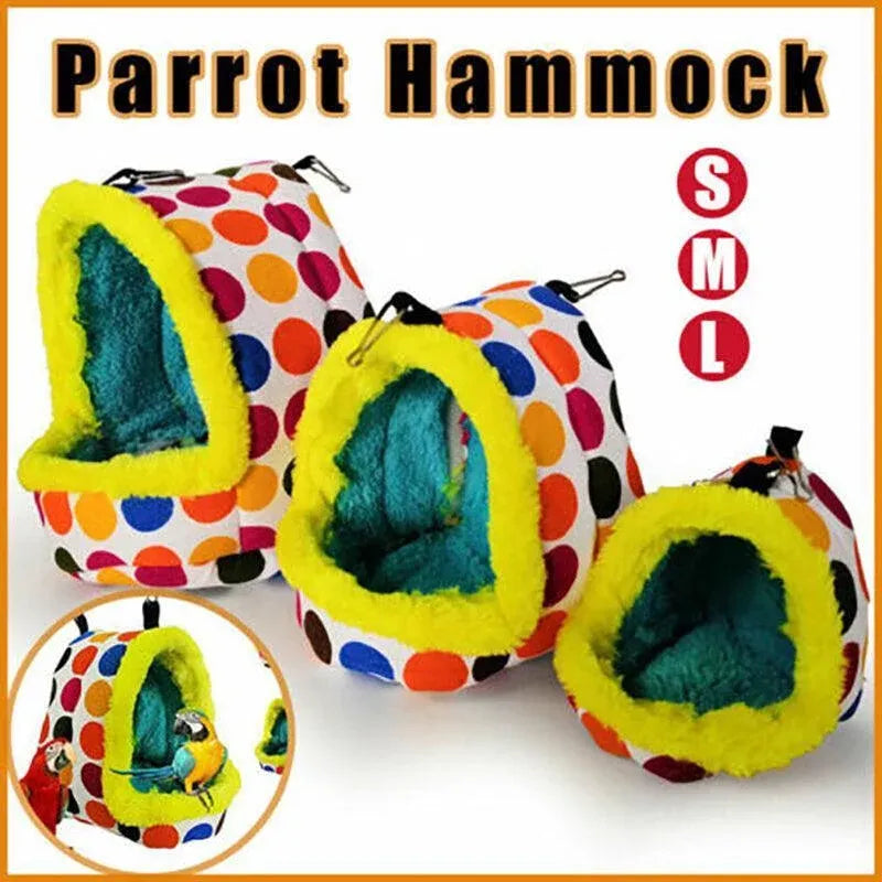 Bird Parrot Hammock Pet Sleep Cotton Nest Hang Cave Cage Plush Hut Tent Bed Warm - M