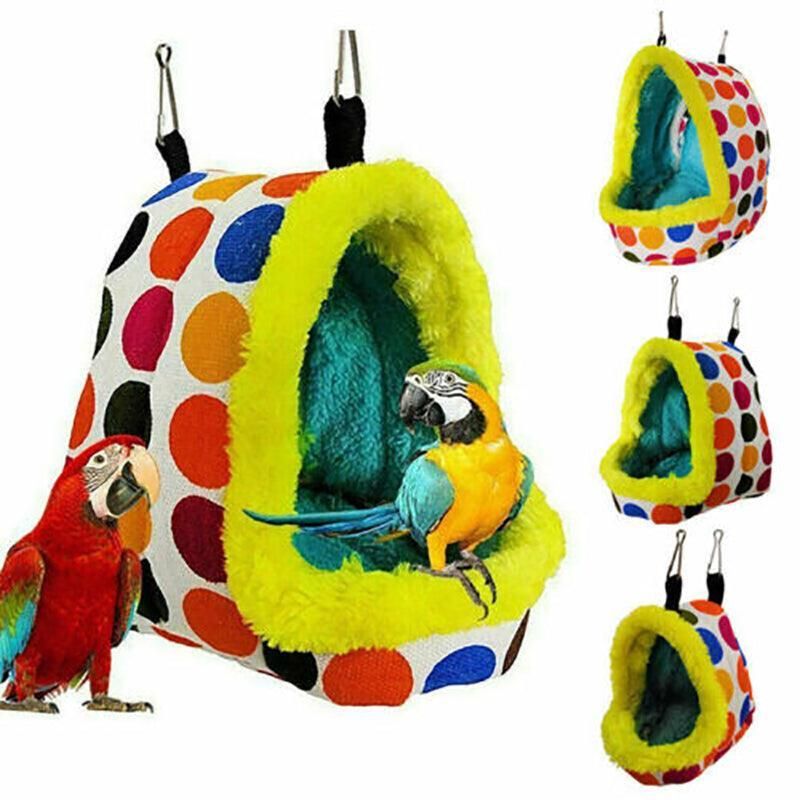 Bird Parrot Hammock Pet Sleep Cotton Nest Hang Cave Cage Plush Hut Tent Bed Warm - M