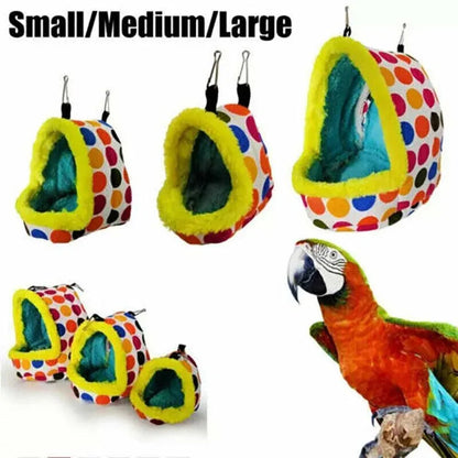 Bird Parrot Hammock Pet Sleep Cotton Nest Hang Cave Cage Plush Hut Tent Bed Warm - M