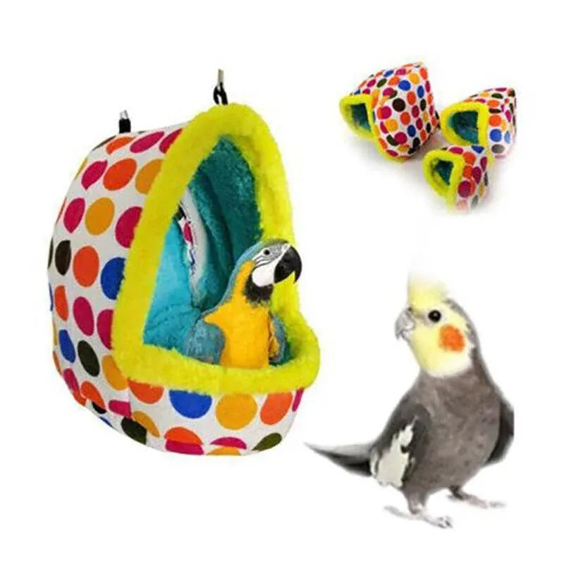 Bird Parrot Hammock Pet Sleep Cotton Nest Hang Cave Cage Plush Hut Tent Bed Warm - M