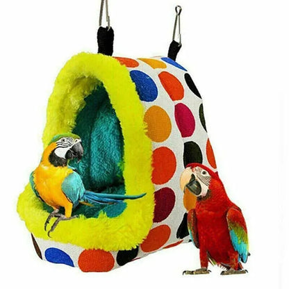 Bird Parrot Hammock Pet Sleep Cotton Nest Hang Cave Cage Plush Hut Tent Bed Warm - M