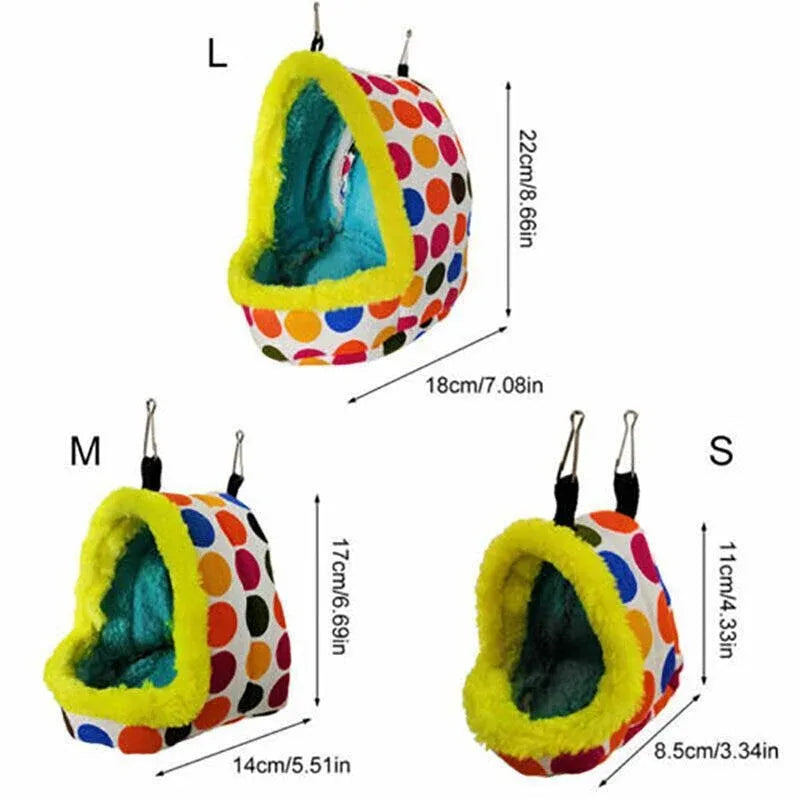 Bird Parrot Hammock Pet Sleep Cotton Nest Hang Cave Cage Plush Hut Tent Bed Warm - M