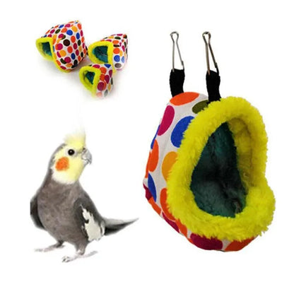 Bird Parrot Hammock Pet Sleep Cotton Nest Hang Cave Cage Plush Hut Tent Bed Warm - M
