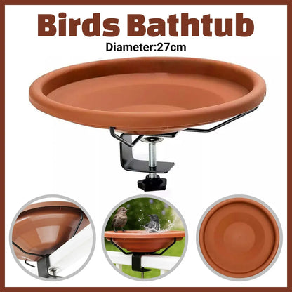 Hanging Bird Bath Basin Balcony Railing Bird Feeder Bowl Outdoor Water Dish