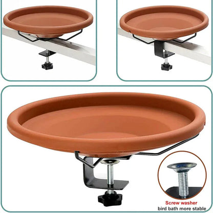 Hanging Bird Bath Basin Balcony Railing Bird Feeder Bowl Outdoor Water Dish