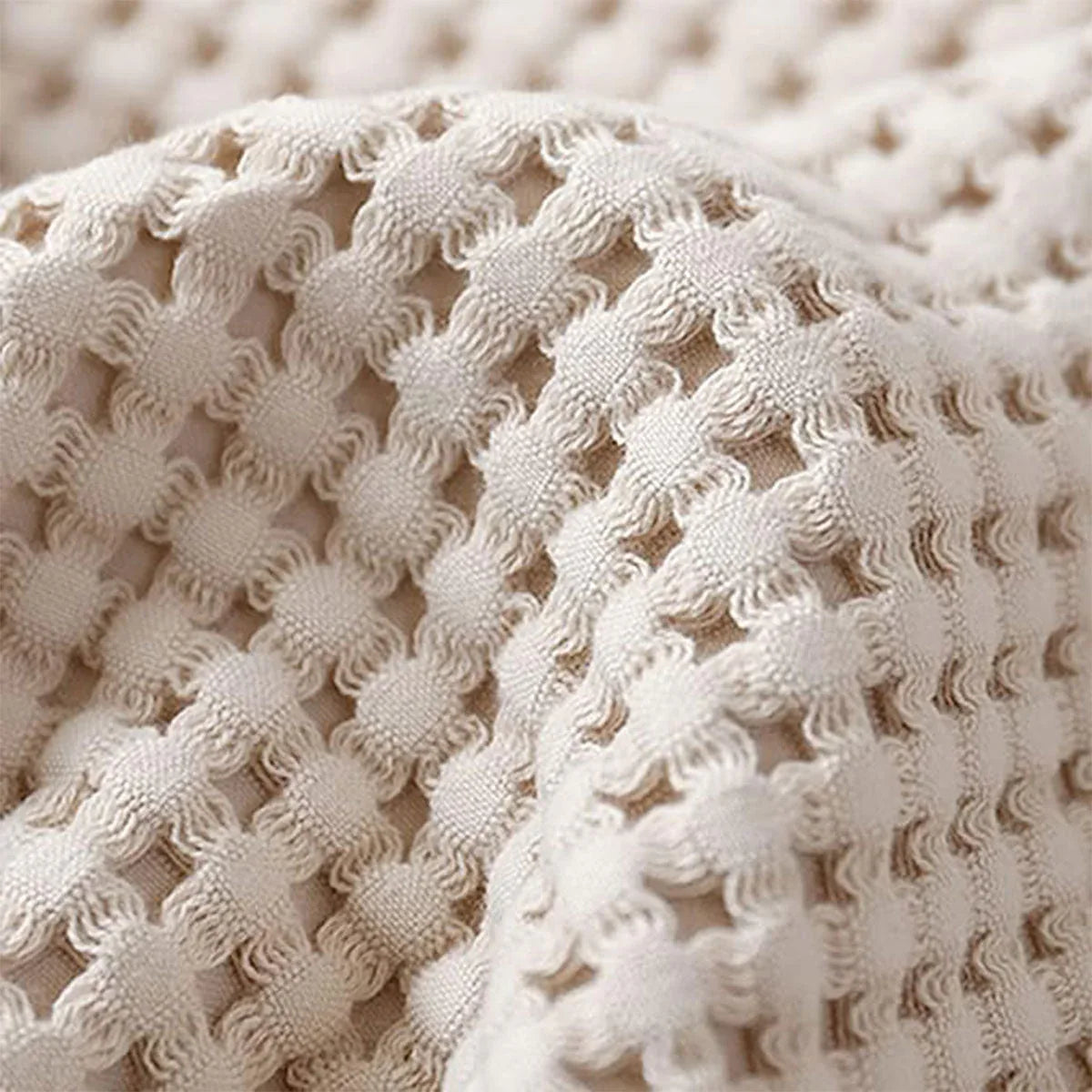 Waffle Sofa Blanket Thin Lightweight Throw Soft Cover Couch Bed Living Room Use - Beige - Mekamart Australia