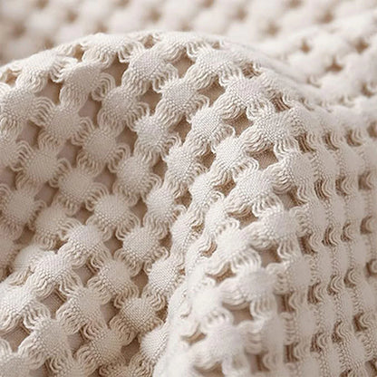 Waffle Sofa Blanket Thin Lightweight Throw Soft Cover Couch Bed Living Room Use - Beige - Mekamart Australia