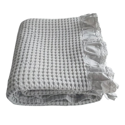 Waffle Sofa Blanket Thin Lightweight Throw Soft Cover Couch Bed Living Room Use - Beige - Mekamart Australia