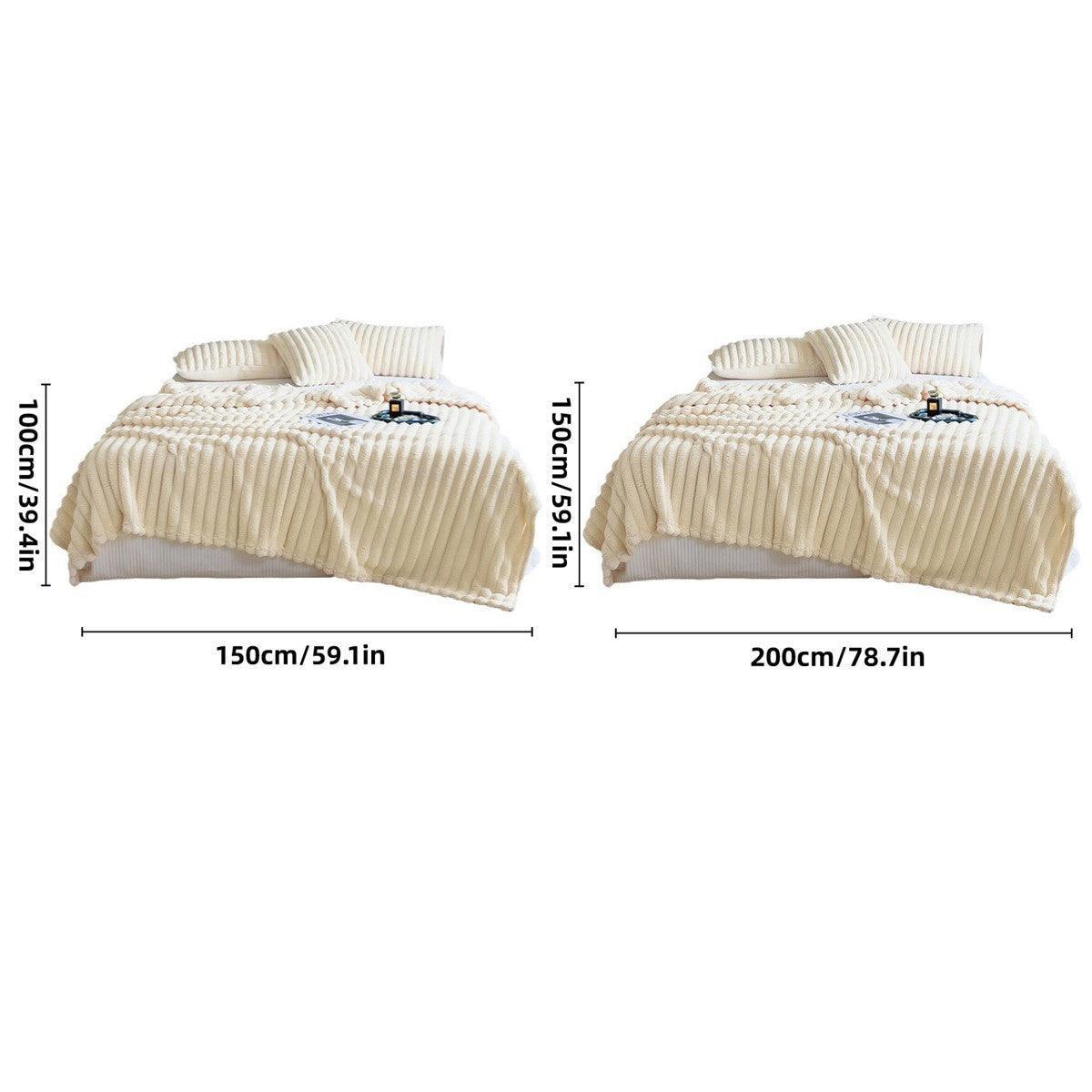Plush Blanket Leisure Blanket Autumn Winter Warm Nap Throw Soft Cozy - White-100x150cm - Mekamart Australia