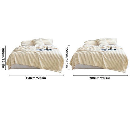 Plush Blanket Leisure Blanket Autumn Winter Warm Nap Throw Soft Cozy - White-100x150cm - Mekamart Australia