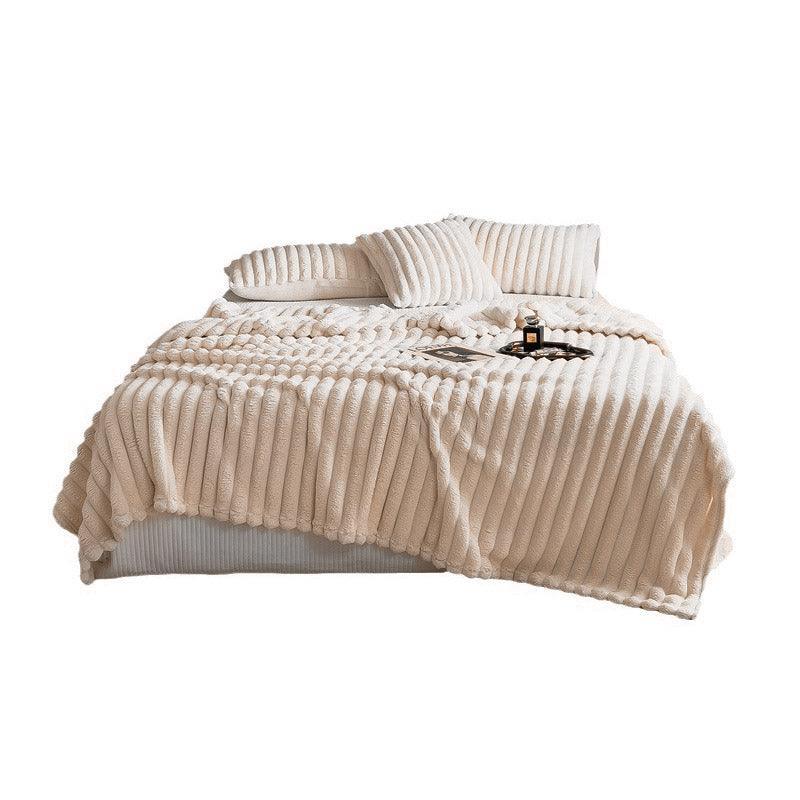 Plush Blanket Leisure Blanket Autumn Winter Warm Nap Throw Soft Cozy - White-100x150cm - Mekamart Australia
