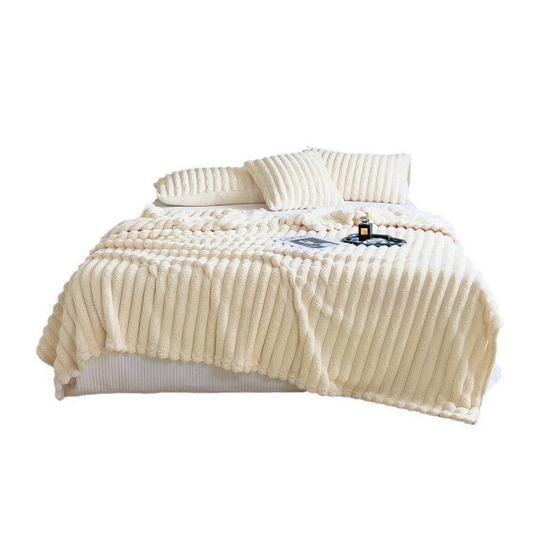 Plush Blanket Leisure Blanket Autumn Winter Warm Nap Throw Soft Cozy - White-100x150cm - Mekamart Australia