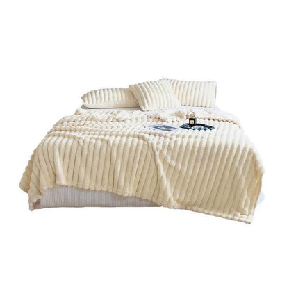Plush Blanket Leisure Blanket Autumn Winter Warm Nap Throw Soft Cozy - White-100x150cm - Mekamart Australia