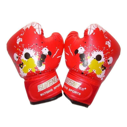 Boxing Sparring Training Gloves MMA Kickboxing Punching Gloves for Practice Sessions - Red [Map Pattern]